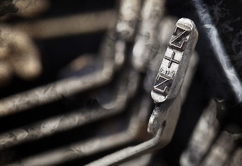 Image showing Z hammer - old manual typewriter - mystery smoke