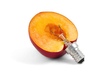 Image showing Nectarine lightbulb, concept of green energy