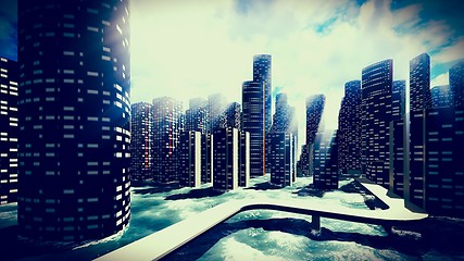 Image showing Tsunami devastating the city 