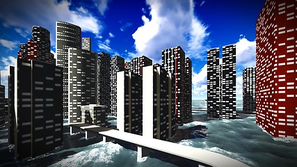 Image showing Tsunami devastating the city 