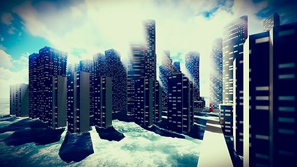 Image showing Tsunami devastating the city 