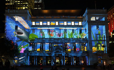 Image showing Customs House with underwater theme Vivid Sydney