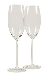 Image showing Two empty champagner glasses isolated on White background