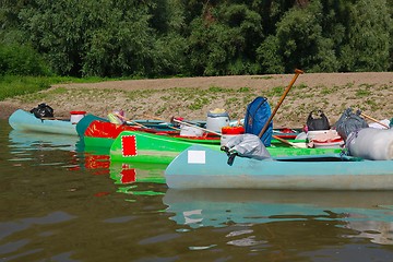 Image showing Canoes on the Riverside