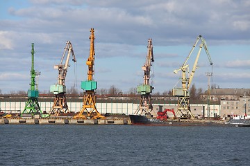 Image showing Dock with cranes