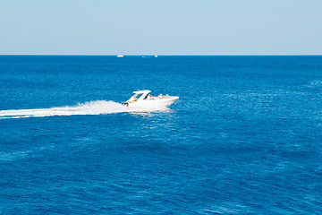 Image showing Powerboat racing at high speed in the Red Sea