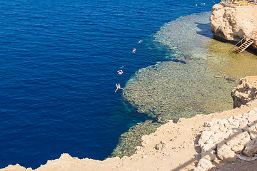 Image showing Egypt. Snork Linguists examine coral reef