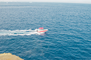 Image showing Powerboat racing at high speed in the Red Sea
