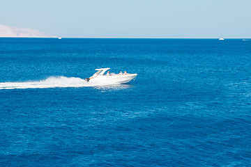 Image showing Powerboat racing at high speed in the Red Sea