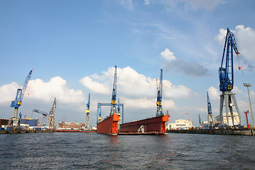 Image showing Port of Hamburg on the river Elbe, the largest port in Germany