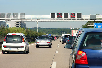 Image showing cars in traffic jam on highway, in Germany 