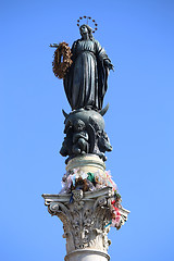 Image showing Virgin Mary on top at Piazza di Spagna in Rome, Italy