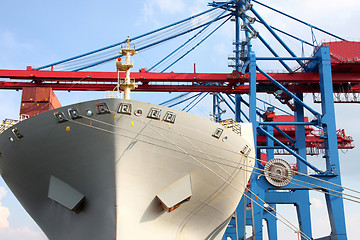 Image showing Port of Hamburg on the river Elbe, the largest port in Germany