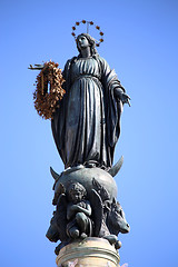 Image showing Virgin Mary on top at Piazza di Spagna in Rome, Italy