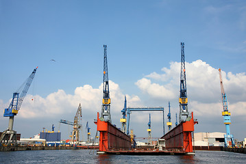 Image showing Port of Hamburg on the river Elbe, the largest port in Germany