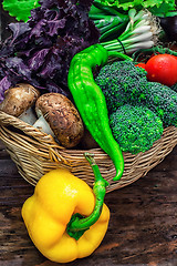 Image showing wicker basket with fresh vegetables