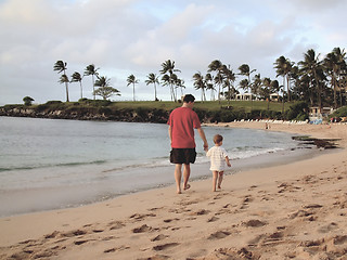 Image showing Father and Son at Sunset