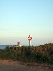 Image showing lifeguard parking sign Ditch Plains Beach Montauk New York