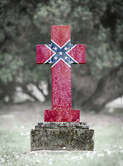 Image showing Gravestone in the cemetery - Confederation flag