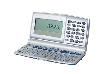 Image showing Electronic personal organiser isolated - April