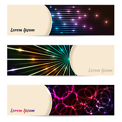 Image showing Cool banner set of 3 with bursting laser plasma 