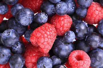 Image showing blueberries ad raspberries background