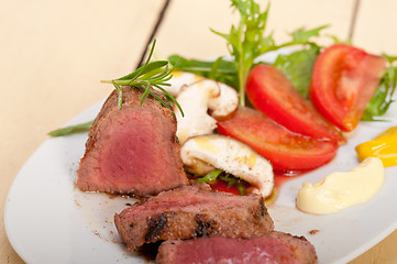 Image showing beef filet mignon grilled with vegetables