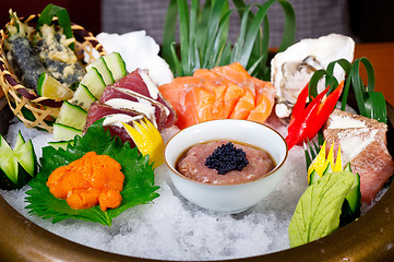 Image showing fresh sushi choice combination assortment selection 