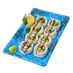 Image showing take away sushi express on plastic tray 