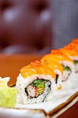 Image showing fresh sushi choice combination assortment selection 