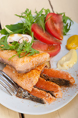 Image showing grilled samon filet with vegetables salad