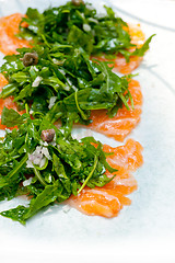 Image showing fresh salmon carpaccio