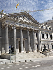 Image showing government office Congress of Deputies of Spain with bronze lion