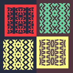 Image showing Set of four seamless patterns. Vintage geometric ornaments. 