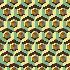 Image showing 3d seamless abstract with hexagonal elements. 