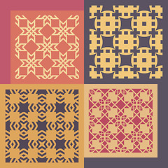 Image showing Set of four seamless patterns. Vintage geometric ornaments. 