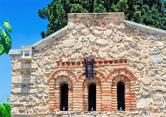 Image showing Fragment of the facade of the chapel , Crete, Greece.