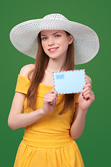 Image showing Woman with blank envelope