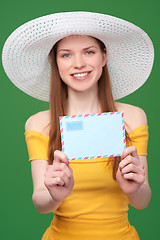 Image showing Woman with blank envelope