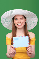 Image showing Woman with blank envelope