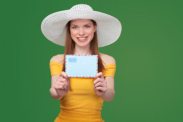 Image showing Woman with blank envelope