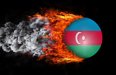 Image showing Flag with a trail of fire and smoke - Azerbaijan