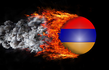 Image showing Flag with a trail of fire and smoke - Armenia