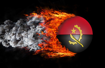 Image showing Flag with a trail of fire and smoke - Angola