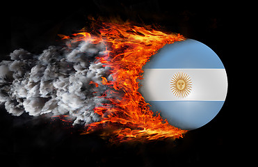 Image showing Flag with a trail of fire and smoke - Argentina