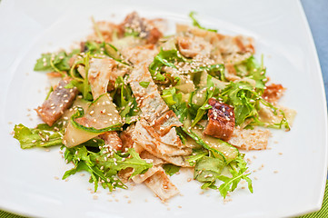 Image showing Salad with smoked eel