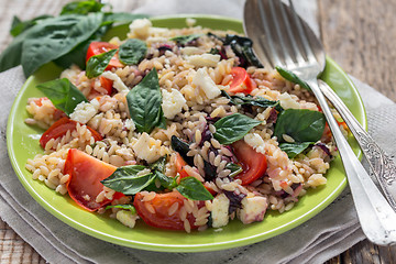 Image showing Orzo pasta with tomato, basil.