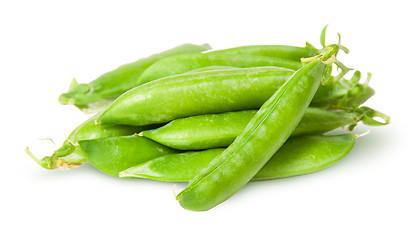 Image showing Pile of fresh green peas sugar in the pods