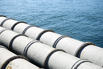 Image showing Pipes leading out to sea
