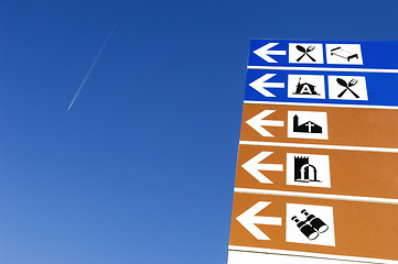 Image showing Directional signs with symbols